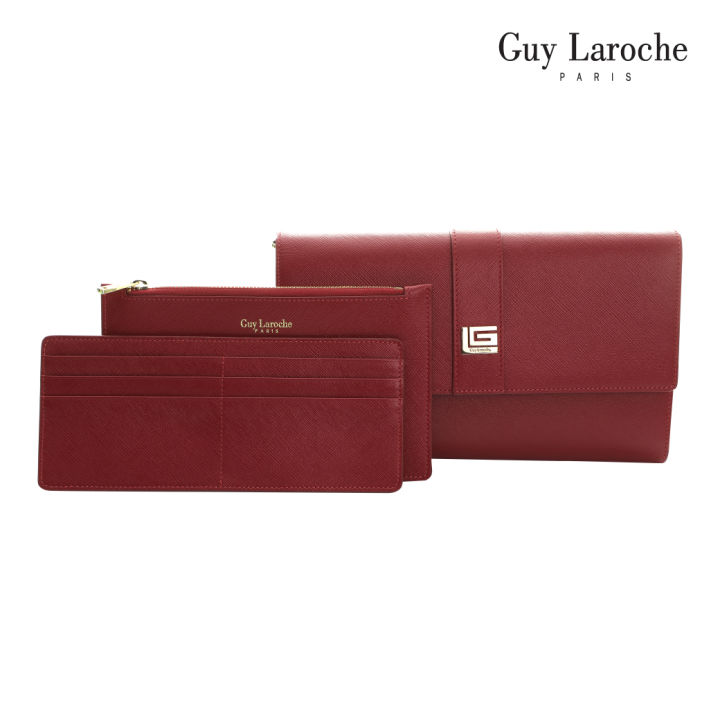 guy-laroche-กระเป๋าสะพายสตรี-รุ่น-classic-iii-สีแดง-หนังอัดลาย