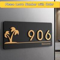 Acrylic Modern Door Plates Shop Sign Customized House Number Family Name Address Letter for Office Home Hotel Flats Apartment Wall Stickers Decals