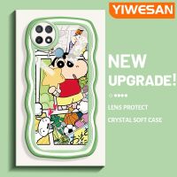 YIWESAN เคสสำหรับ OPPO A15 A35 A15s 4G,เคสแฟชั่นอนิเมะดินสอสีชินจันขอบดีไซน์ใหม่เคสโทรศัพท์โปร่งใสซิลิโคนนิ่มกันกระแทกป้องกันเลนส์กล้องเคสใส