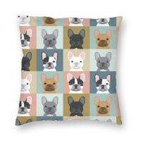 (All stock) Nordic style French Bulldog picture pattern throw pillow home decoration French dog lovers pillowcase 45x45cm (contact information) The seller to support free customization. The pillow is designed with double-sided printing.