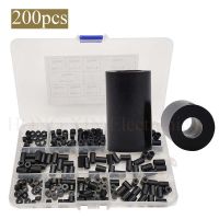 200pcs Black ABS Round Spacer Washer Kit Insulation Spacer for M3 M4 Screws Non Threaded Column Standoff Support Spacer