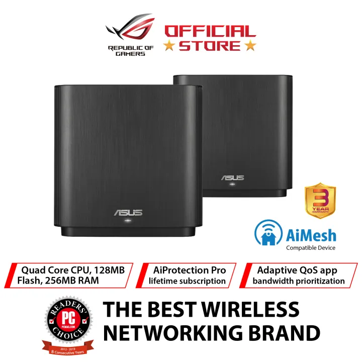 ASUS ZenWiFi AC (CT8) Tri-band Whole Home Mesh WiFi Router System (2 ...