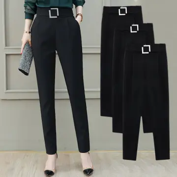 Black Gray Suit Pants Woman High Waist Pants Office Ladie Ashion