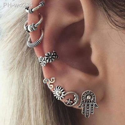 Hot Sale New Punk Style Earring Sets Ethnic Bohemia Ear Clip Stud Earrings For Women Feather Leaf Owl Earrings Wholesale 2023