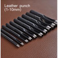 1-10MM Round Hollow Punch Set Leather Craft Punch Tool Hollow Hole Punch Cutter Tool for Watch Bands Belts Canvas Paper Plastics Furniture Protectors