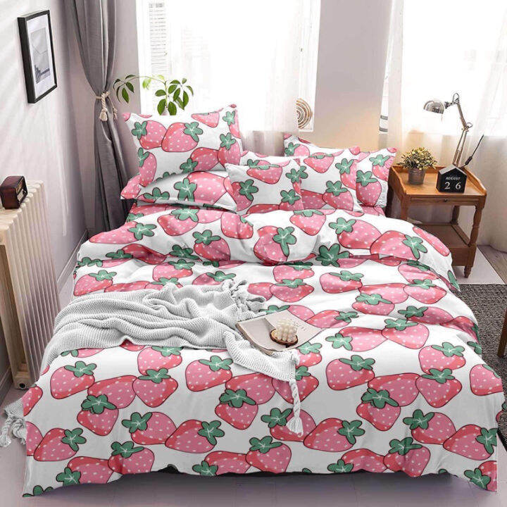 StRAWBERRY HuGe Alsbedsheets 100% Premium Canadian Cotton 3in1 | Lazada PH