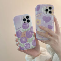 For 13 Pro Max imd Purple Tulip Phone Case For 12 Pro Sair Cushion Decompress For 11 Pro Max Soft TPU Cover