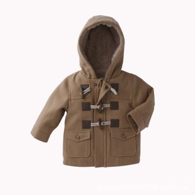 2 Colors Winter New Kids Coats Horn Buckle Jackets for Boys Autumn Fashion Hooded Shirts Warm Thicken Outwear