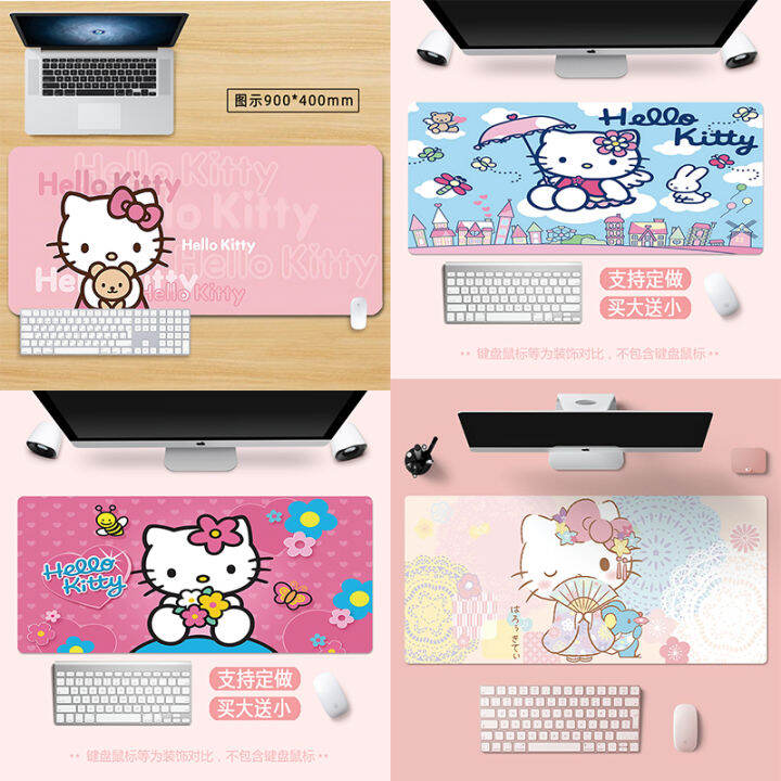 hello-kitty-mouse-pad-แผ่นรองเมาส์สีชมพูน่ารักขนาดใหญ่-แผ่นรองเมาส์การ์ตูนเกม-90x40-80x30-แป้นพิมพ์แล็ปท็อปแผ่นรองโต๊ะกันลื่น