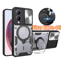 เคสโทรศัพท์สไลด์เลนส์ป้องกันสำหรับ Vivo Y17S Y 17S Y27 Y36 Y55 + Y02t Y02 T Y55S Y16 Y35 VivoY36 VivoY27ที่ VivoY17s 4G 5G 2023ตัวยึดติดรถยนต์กันชนฝาหลังเปลือกแข็ง