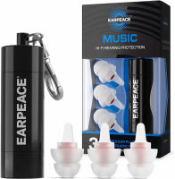 EarPeace Music Noise Reduction Earplugs – Ultra Comfortable, High Fidelity Hearing Protection for Concerts, Festivals, and Loud Noise – Standard and Small Size up to 26dB Noise Canceling, Black Case Black Case - Standard Plugs