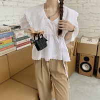 (พร้อมส่ง) White lace shirt C3323 ? ? เสื้อเชิ้ตลูกไม้ เชิ้ตลูกไม้ เชิ้ตเกาหลี เชิ้ตสไตล์เกาหลี