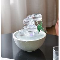 Ceramic Tabletop Water Fountain Decoration Home Room Decor Feng Shui Ball