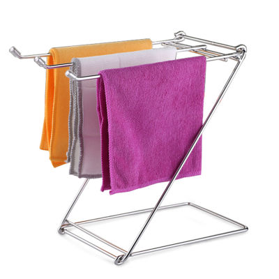 Foldable Space Saving Kitchen Rustproof Home Rags Bathroom Stable Table Stainless Steel Towel Rack Holder Free Standing