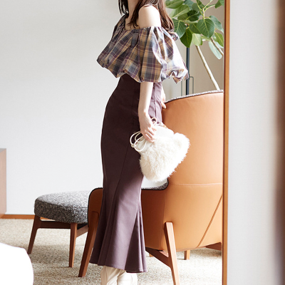 Temperament Elegant Trumpet Skirts for Women Fashion High Waist Slim Long Skirt Fall Solid All Match Japan Style Mujer Faldas