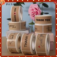 BUSH 150PCS 3x1นิ้ว เครื่องเขียน ห่อของขวัญ แท็กแสดงความยินดี กระดาษคราฟท์ สติ๊กเกอร์ขอบคุณ ฉลากปิดผนึก