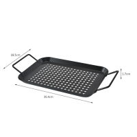 Non-Stick Charcoal Grill Plate Stainless Steel Barbecue Grill Vegetables Meat Tray Home Cooking Bakset Outdoor Camping BBQ Tool