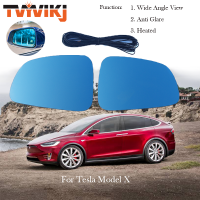 YVIKJ ด้านข้างกระจกมองหลังเลนส์แก้วสีฟ้าสำหรับ Tesla รุ่น X 2017 2018 2019 2020มุมกว้าง Anti Glare ประตูกระจก ModelX