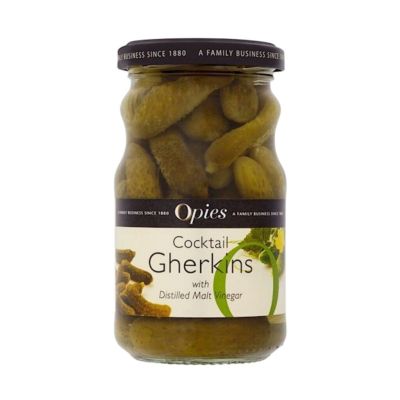 Import Foods🔹 Opies Cocktail Gherkins with Distilled Malt Vinegar 227g โอพีส์ แตงกวาดองในน้ำส้มสายชูมอลต์ 227กรัม