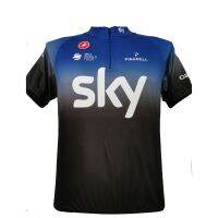 SKY เสื้อเจอร์ซีย์นักปั่นจักรยานเสื้อยืดสำหรับปั่นจักรยานเสือหมอบแขนกันลื่นพร้อมซิปครึ่งและกระเป๋าหลัง