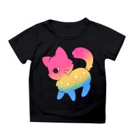 Kids Tshirt Pansexual Pride Cat Tops Kawaii Girls Costume Summer Fashion Cartoon Baby Short Sleeve Boy Clothes Pride Cat T shirt