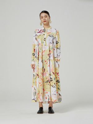 XITAO Dress  Stand Collar Long Sleeve Women Casual Print Dress