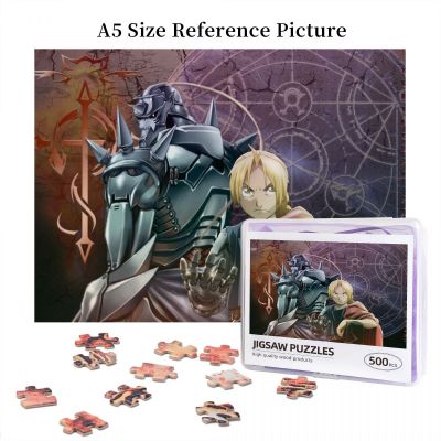 Fullmetal Alchemist Edward &amp; Alphonse Wooden Jigsaw Puzzle 500 Pieces Educational Toy Painting Art Decor Decompression toys 500pcs