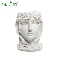 Flower Pot Resin Vase Goddess Nordic Pot Head Womans Face Sculpture Vase Home Decor Accessories Art Ornament Tabletop