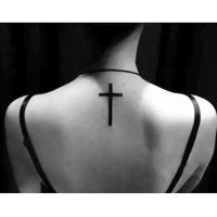 【YF】 Waterproof Temporary Tattoo Sticker Black Cross Design Body Art Fake Flash Back Female Male