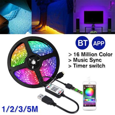 Led Strip 5V USB Power Bluetooth LED Strip Light 5050 RGB 60LED M Music Remote APP Control TV Backlight Flexible Light Tape Mengjie