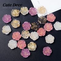 【CuteDeco】Vintage Flowers (5 Colors) Jade White /Purple/Transparent Charm Button Deco/ Cute Jibbitz Croc Shoes Diy / Charm Resin Material For DIY /Hair Accessories