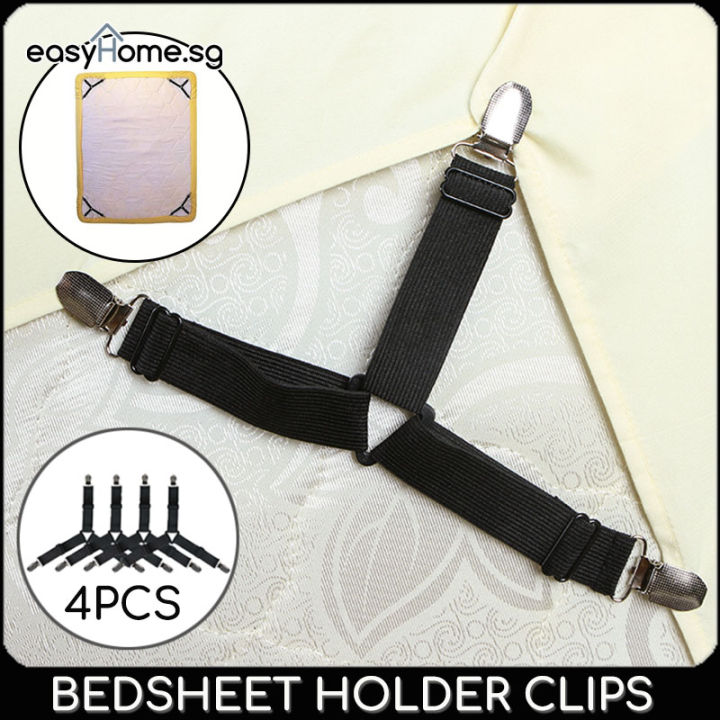 4pcs Triangle Bed Sheet Clips, Adjustable Elastic Metal Clips For