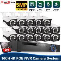 16CH ระบบรักษาความปลอดภัย4K POE ชุดอุปกรณ์ NVR กล้องวงจรปิดแบบ5MP บันทึกเสียงกลางแจ้งกล้อง IP ชุดระบบกล้องตรวจตราวิดีโอบ้าน8CH 4T