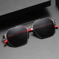 Polarized Sunglasses Men Screwless Sun Glasses Man Alloy Polygon Square Frame Driving Eyeglasses Fashion Trend Eyewear Outdoor