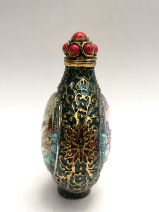 cultuer-art-collection-old-china-cloisonne-bronze-carving-inlay-lion-avalokitesvara-kylin-buddha-painting-snuff-bottles