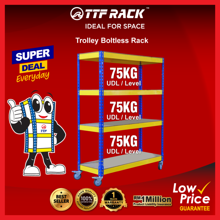 TTF Rack™(TROLLEY BOLTLESS RACK) Boltless Rack Trolley (H)60''inch (D