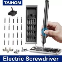 Taihom Cordless Mini Electric Screwdriver Set Wireless Non-Rechargeable Power Tools with 20 Pcs S2 Magnetic Bits and Flashlight