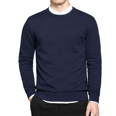 M-5XL Men Sweaters Pullover Spring O-Neck Solid Slim Sweater Jumpers Autumn Winter Warm Turndown Male Knitwear Man Plus Size