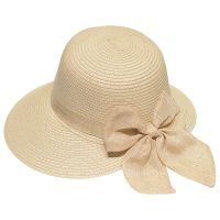 [hot]Lady New Bowknot Straw Hat Adult Summer Sunscreen Leisure Cap Wide Brim Students Fresh Raffia Shading Sun Cap Foldable