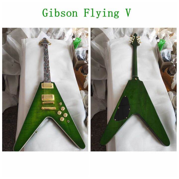 Gibson Flying V Version Korina กีตาร์ไฟฟ้าธรรมชาติจีนกีต้าร์สั่งทำพิเศษ