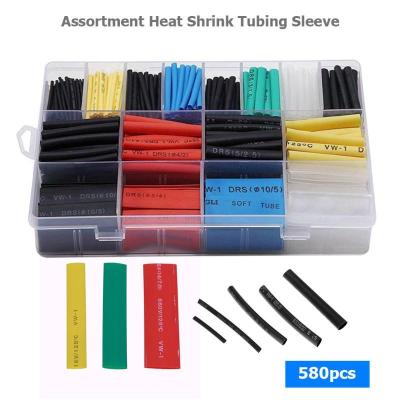 280-580PCS Heat Shrink Tubing Tubes Insulation Shrinkable Tube Assortment Electronic Polyolefin Wire Cable Wrap Sleeve Kit Tools Electrical Circuitry