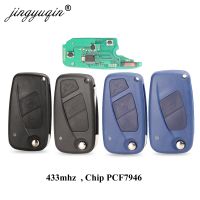 AHlmsm Jingyuqin 2/3ปุ่มพลิกกุญแจรีโมท Delphi 433Mhz สำหรับ FIAt 500 Punto Ducato Stilo Panda Bravo Key ID46 PCF7946/7941ชิป