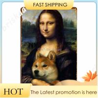 Shiba Inu Mona Lisa โลหะโลโก้บาร์โรงรถโปสเตอร์คลับออกแบบโปสเตอร์โลโก้ดีบุก 20 * 30 ซม