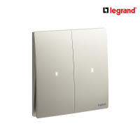 Legrand สวิตช์สองทาง 2 ช่อง สีแชมเปญ มีไฟ LED 2G 2Ways 16AX Illuminated Switch รุ่นมาเรียเซนต์ | Mallia Senses | Champaigne | 281013CH | บิทิสมาร์ท | BTiSmart