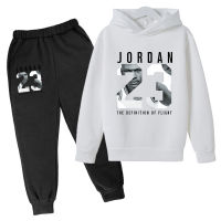 Jordan-S เสื้อกันหนาวแขนยาวแบบสวมหัว,เสื้อฮู้ดทารกและกางเกงสำหรับเด็กเล็กเด็กผู้หญิงเสื้อกันหนาวแขนยาวกางเกงขายาวผ้าฟลีซการ์ตูน0000ฤดูใบไม้ร่วงและฤดูหนาว