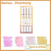 Behoo ปากกาเน้นข้อความปากกามาร์กเกอร์ฟลูออเรสเซนส์ไฮไลท์แวววาว Set Pulpen 1ชุด4สีเครื่องเขียนเครื่องเขียนน่ารักสไตล์ญี่ปุ่นน่ารัก