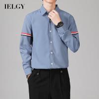 IELGY เสื้อเชิ้ตแขนยาวผู้ชายทรงสลิมฟิตไม่ใช่เหล็ก