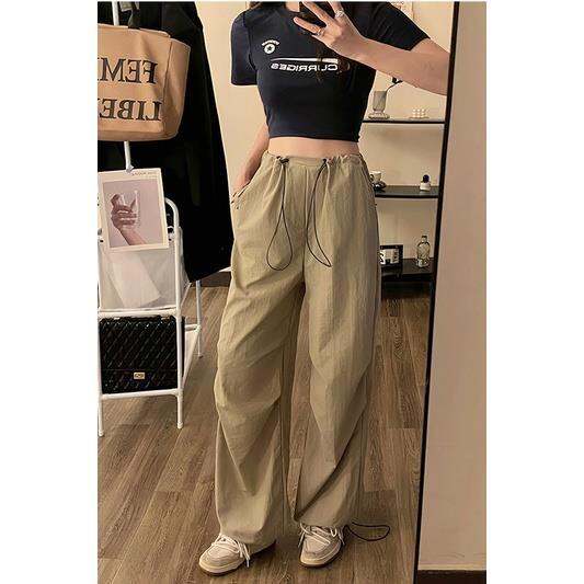กางเกงขายาวลําลอง-ขากว้าง-เอวสูง-ทรงหลวม-แฟชั่นฤดูร้อน-สําหรับสตรี