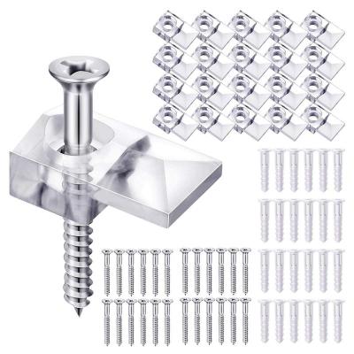 Mirror Holder Clips Glass Retainer Clips Transparent 20 Sets Mirror Hangers Mirror Buckle With Screw And Anchor For Wall Picture Hangers Hooks