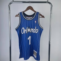 【Mitchell&amp;Ness】Mens New Original Magic #1 Anfernee Hardaway Vintage Jersey Heat-pressed Hardwood Classics Swingman Blue